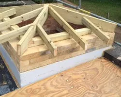 An image of a skylight being built